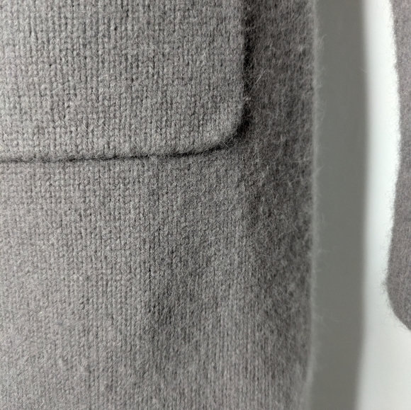 Garnet Hill grey lambs wool angora nylon blend button up long cardigan sweater L - Picture 3 of 8